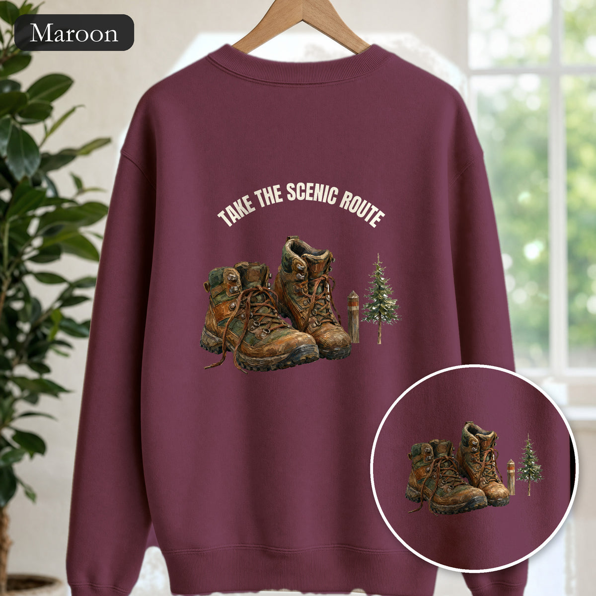 Take the Scenic Route Shirt, Hiking Trail Tee, Outdoor Adventure Nature Gift, Painterly Mountain Sweatshirt
