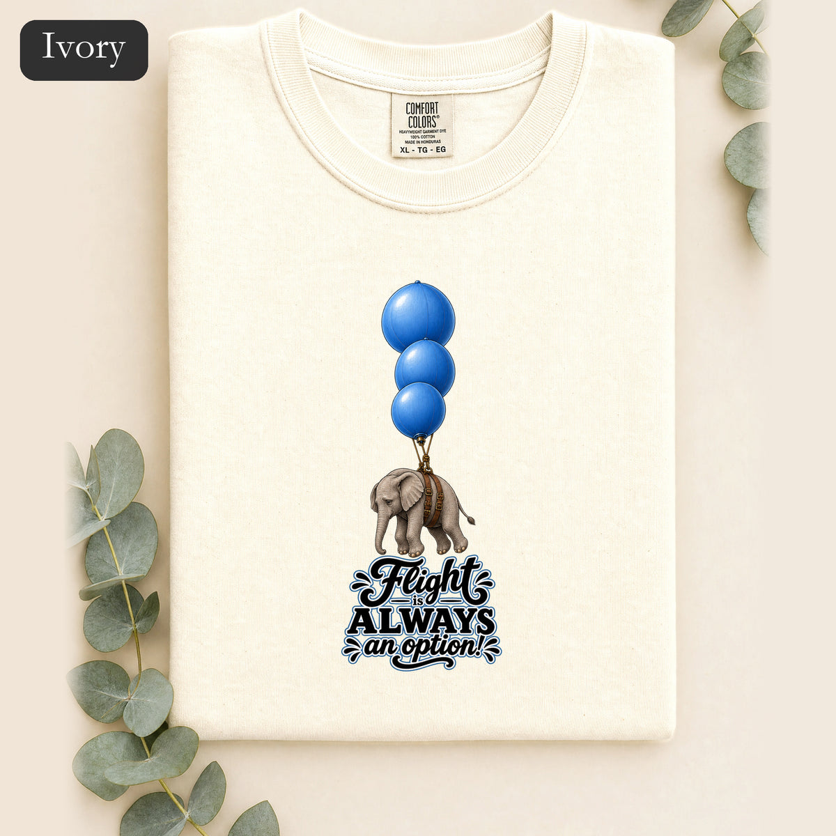 Blue Balloons Elephant illustration Shirt | Flight Always inspired quote