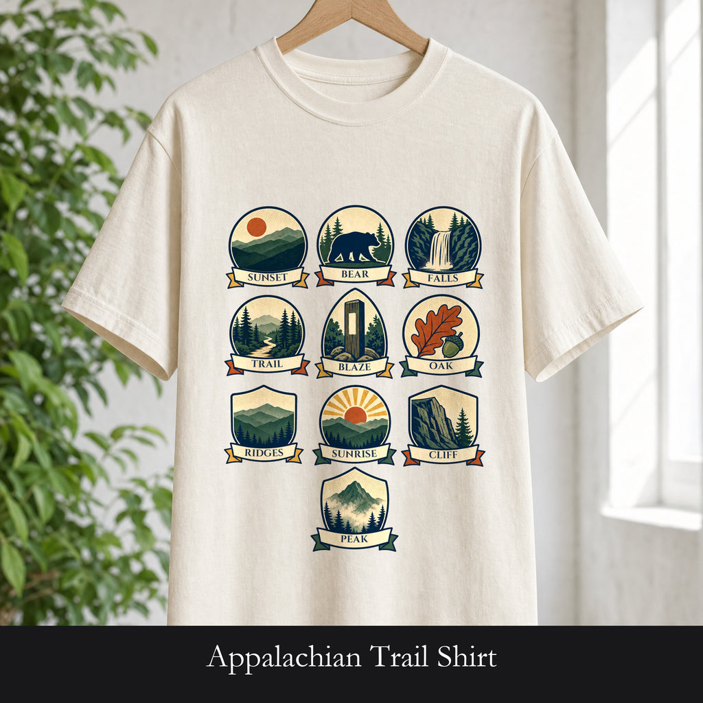 Appalachian Trail Shirt, Hiking Badge Tee, AT Thru Hiker Gift, Retro Adventure Nature Sweatshirt