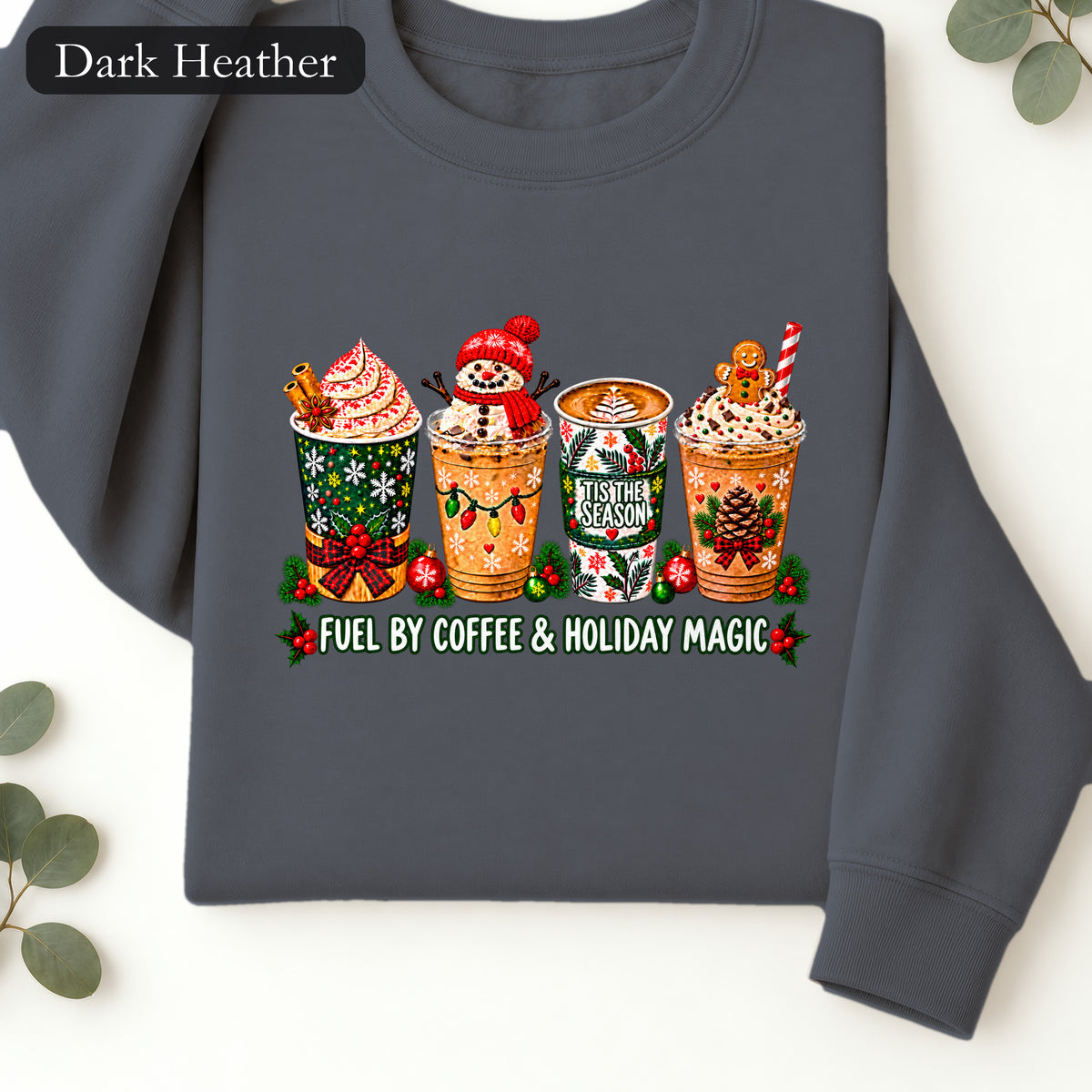Cozy Holiday Coffee Cocoa Graphic Crewneck Sweatshirt | Winter Drink Design