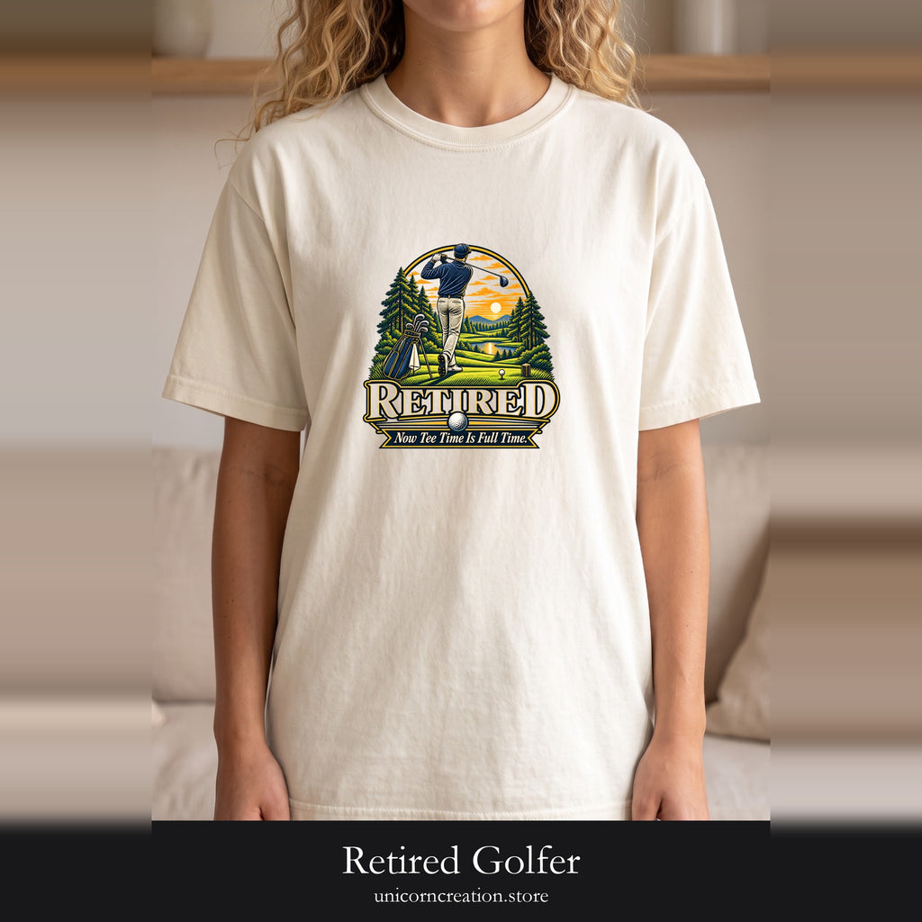 Retired Golfer Shirt, Now Tee Time Is Full Time, Funny Golf Retirement Gift, Vintage Golf Tee