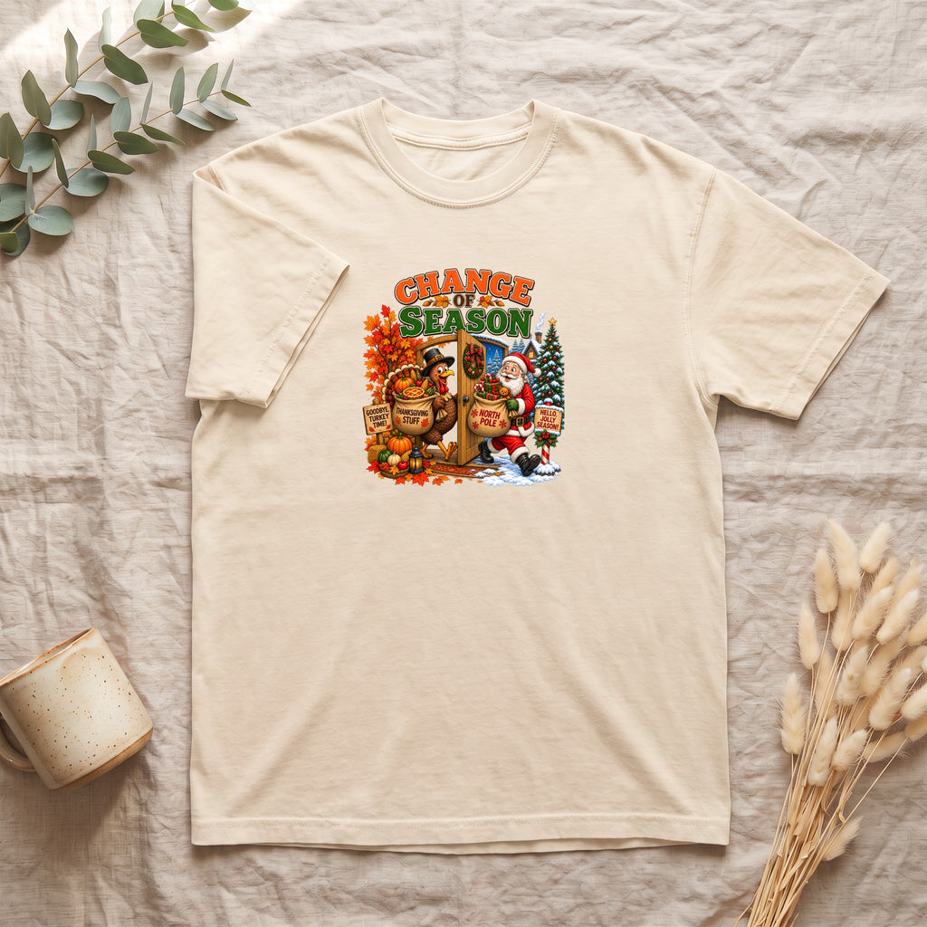 Change of Season Shirt | Fall to Winter Holiday Pumpkin Santa Design