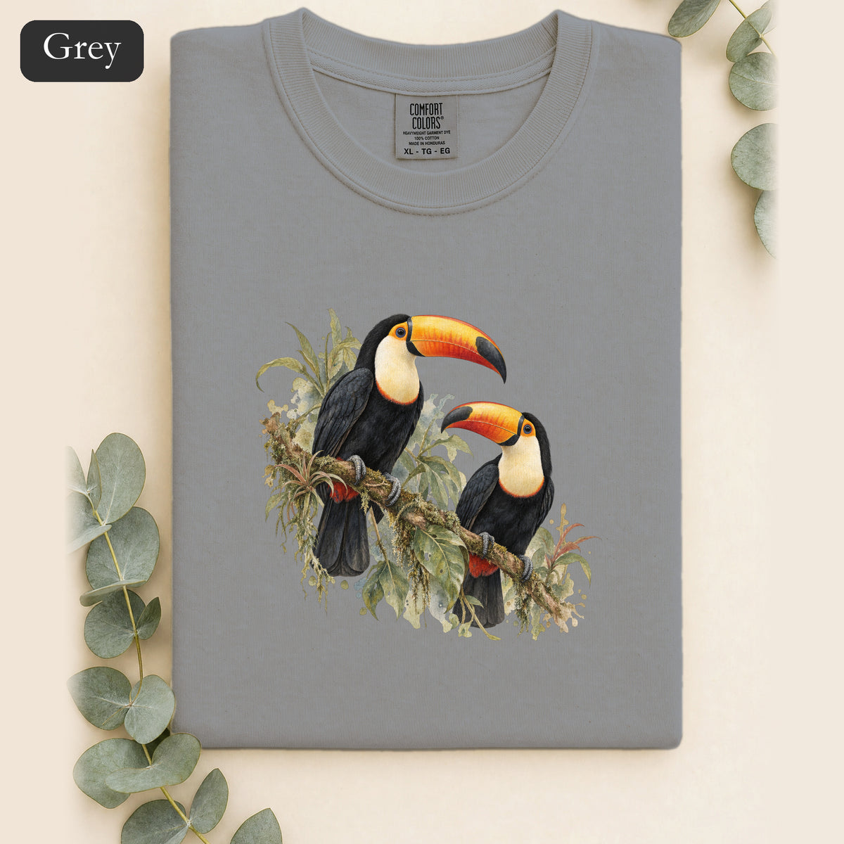 Toucan Pair Tropical Bird Shirt | Botanical Illustration