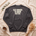 Old Enough To Know Better Shirt, Funny Sarcastic Tee, Gag Gift, Humor Sweatshirt