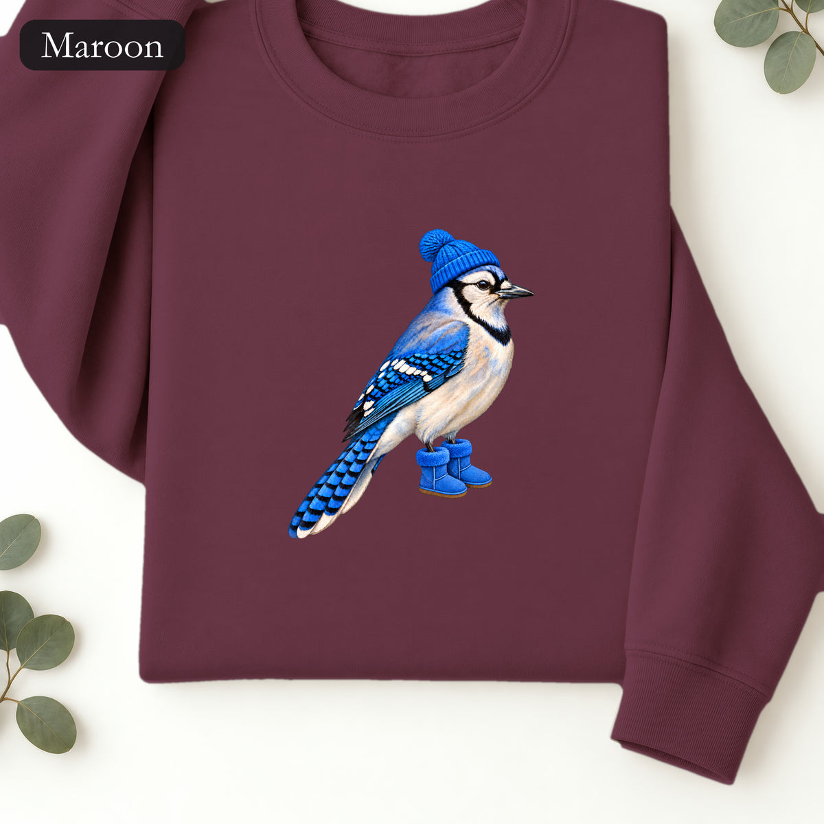 Blue Jay Illustration Crewneck Sweatshirt | Bird Graphic, Nature Theme