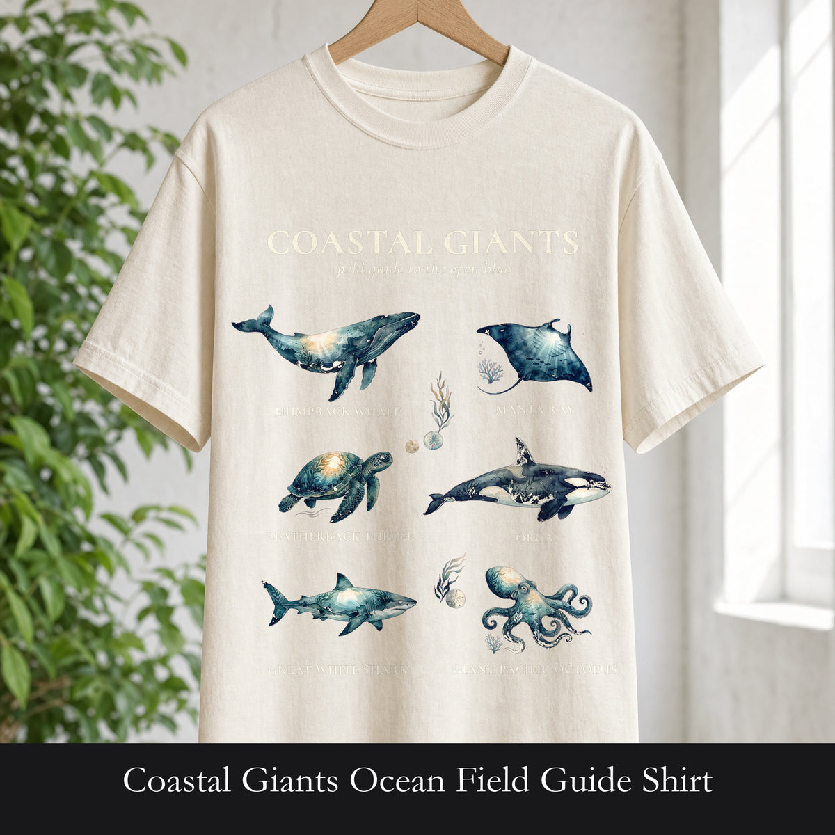 Coastal Giants Ocean Field Guide Shirt, Whale Manta Sea Turtle Tee, Marine Life Ocean Lover Gift, Nautical Sweatshirt