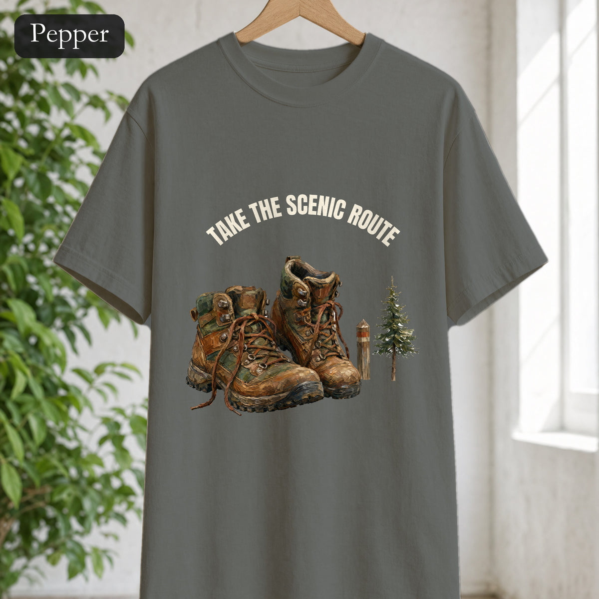 Take the Scenic Route Shirt, Hiking Trail Tee, Outdoor Adventure Nature Gift, Painterly Mountain Sweatshirt