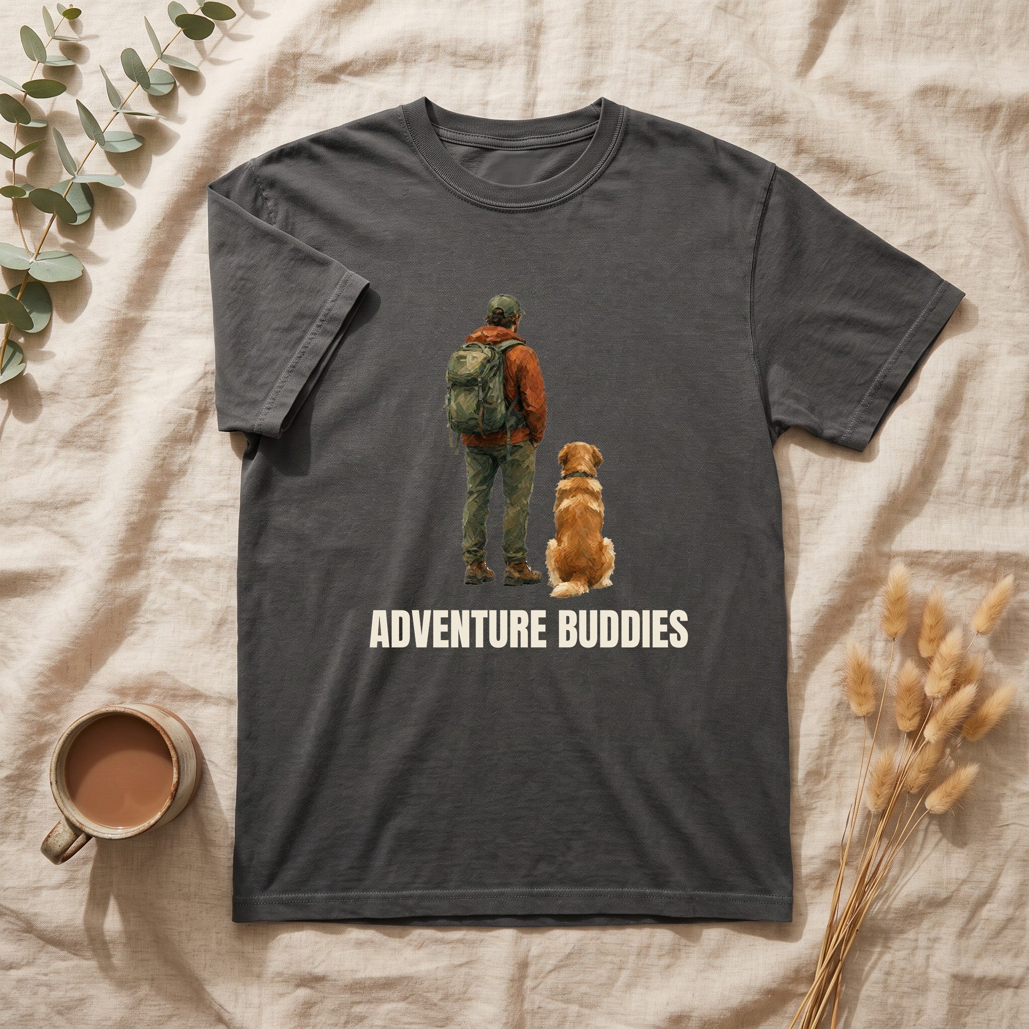 Adventure Buddies Shirt, Dog and Human Hiking Tee, Matching Dog Owner Gift, Painterly Outdoor Sweatshirt