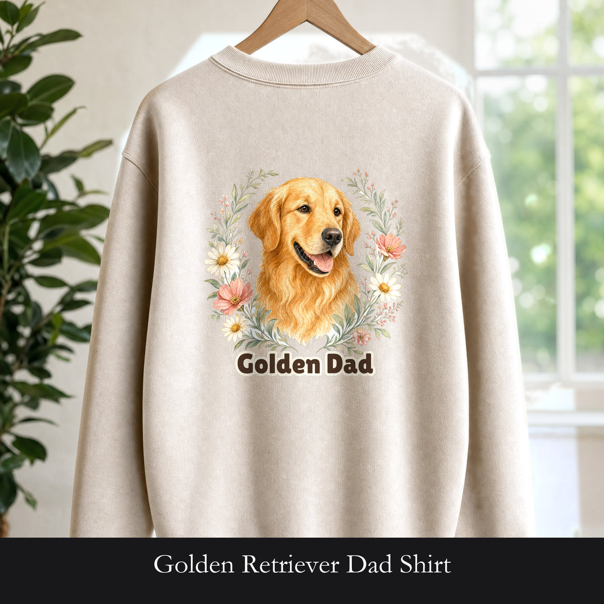 Golden Retriever Dad Shirt, Golden Dad Tee, Dog Dad Gift, Wildflower Dog Lover Sweatshirt, Cute Dog Owner Gift