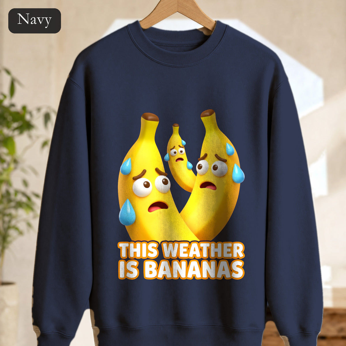 This Weather Is Bananas Sweatshirt, Funny Sweating Banana Crewneck, Summer Heat Humor Gift, Hot Weather Pun Sweatshirt