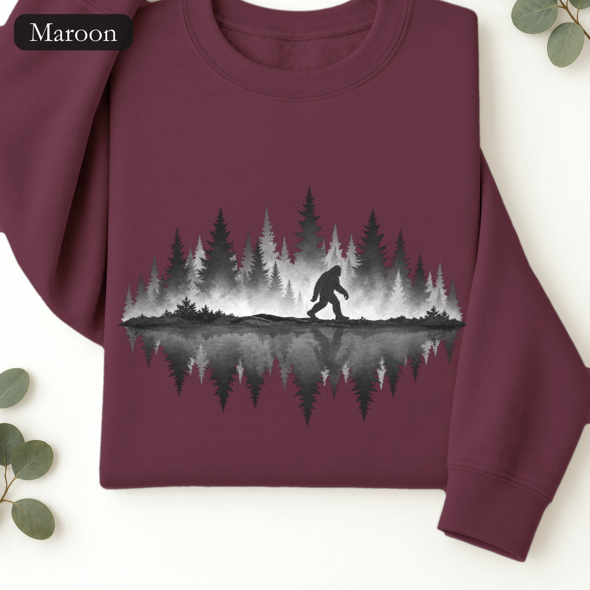 Bigfoot Silhouette Forest Crewneck Sweatshirt
