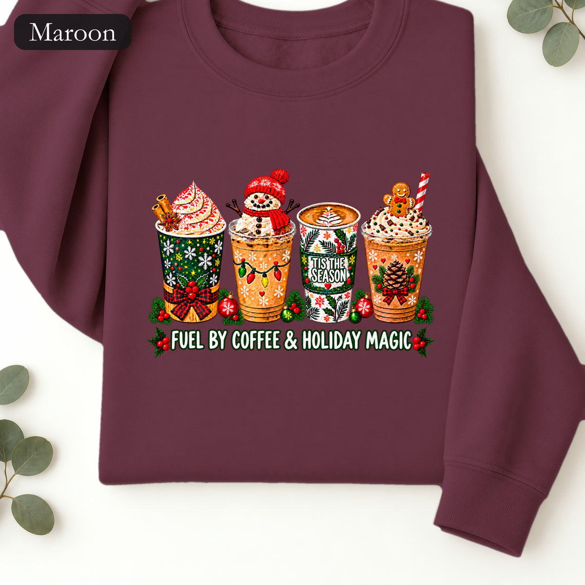 Cozy Holiday Coffee Cocoa Graphic Crewneck Sweatshirt | Winter Drink Design