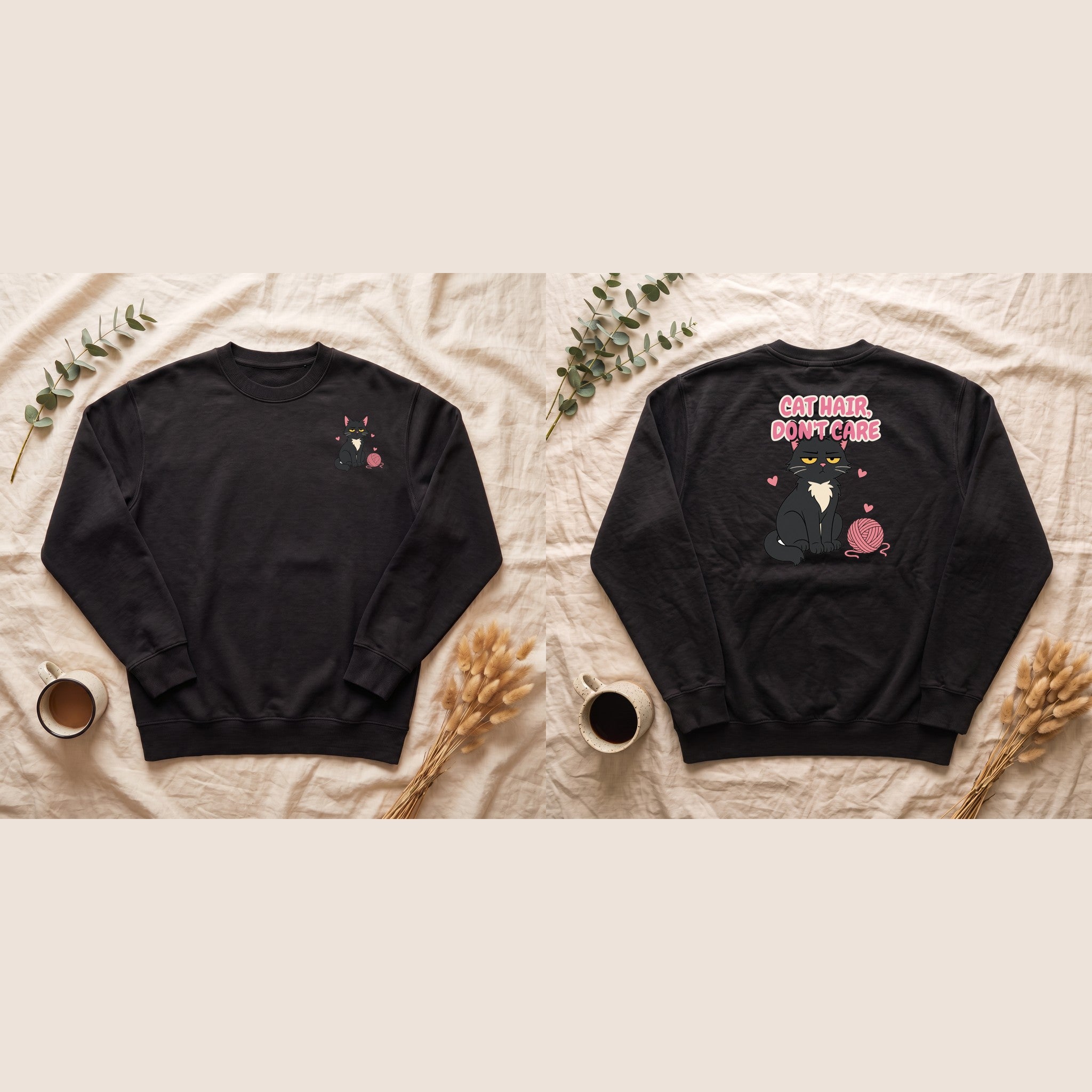 Cat Hair Don't Care Shirt, Funny Cat Mom Tee, Cat Lover Gift, Cat Owner Sweatshirt
