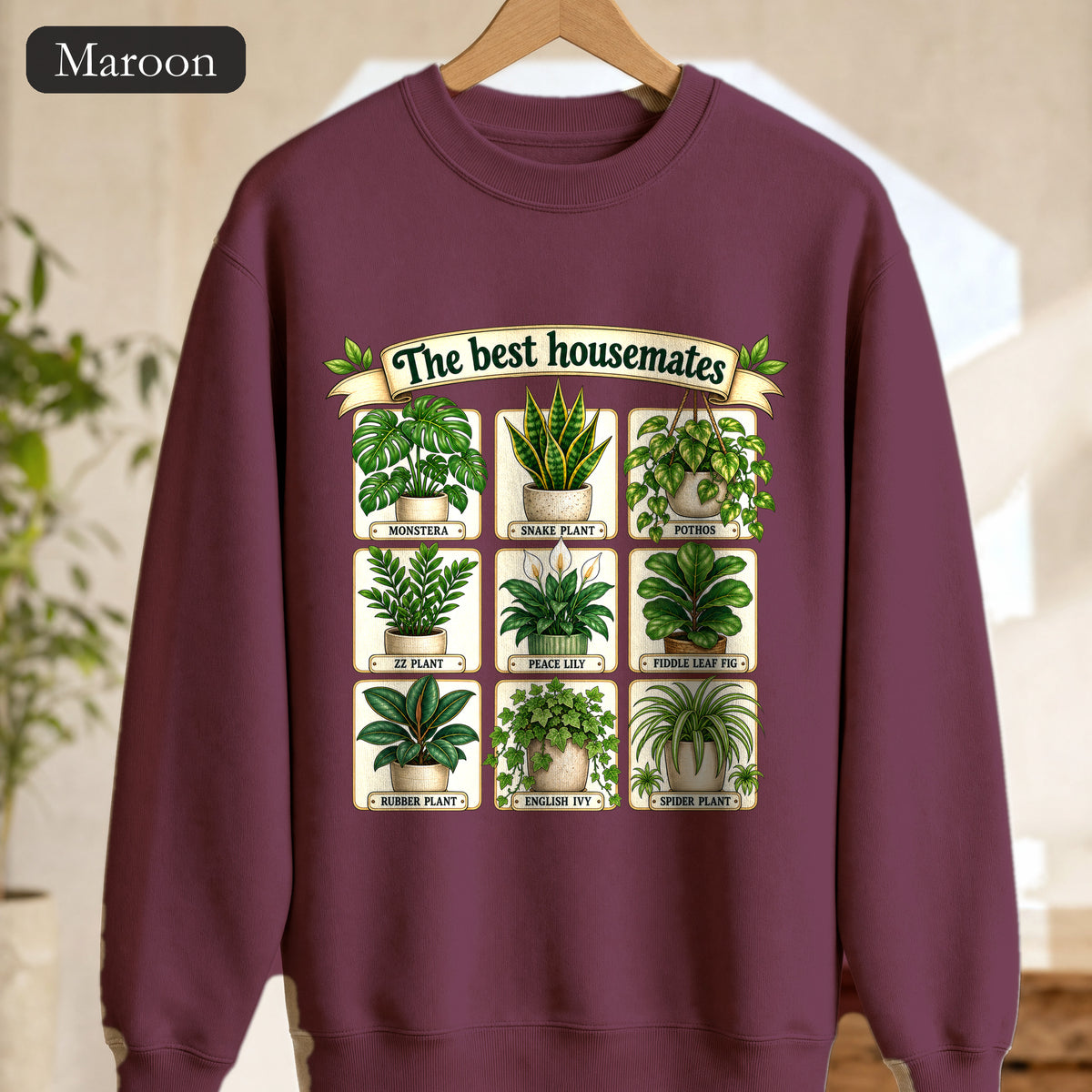 The Best Housemates plant grid Sweatshirt | Crewneck