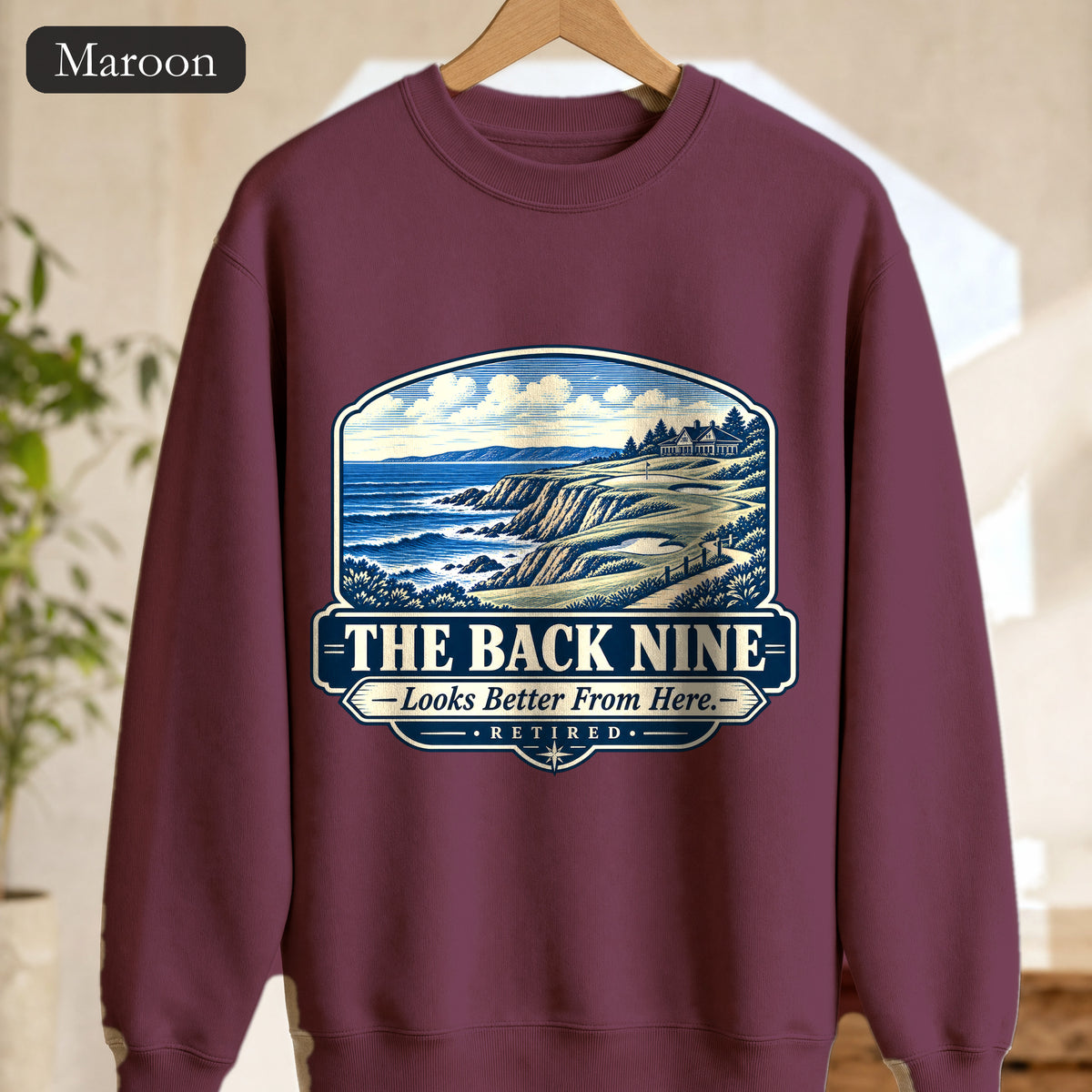The Back Nine Sweatshirt, Scenic Golf Coast Crewneck, Vintage Golf Course Graphic, Golfer Gift