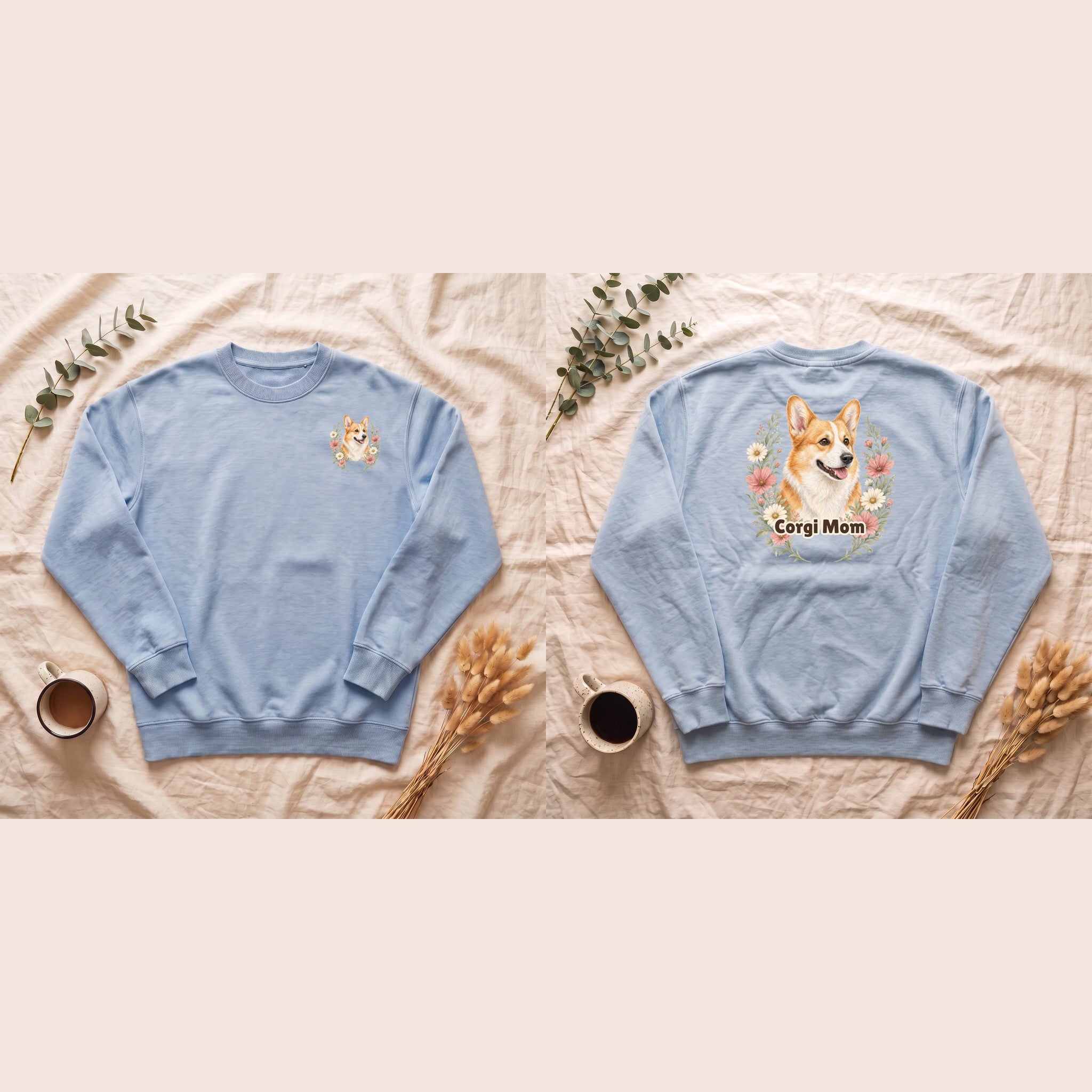 Corgi Mom Shirt, Corgi Mama Tee, Dog Mom Gift, Wildflower Corgi Lover Sweatshirt, Cute Dog Owner Gift