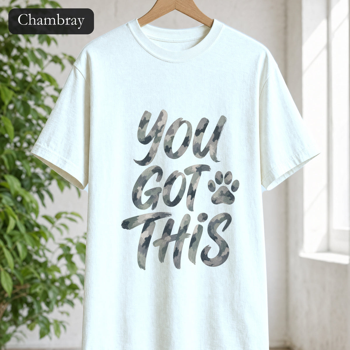 You Got This Shirt, Camo Motivational Tee, Encouragement Mental Health Gift, Positive Vibes Paw Print Sweatshirt