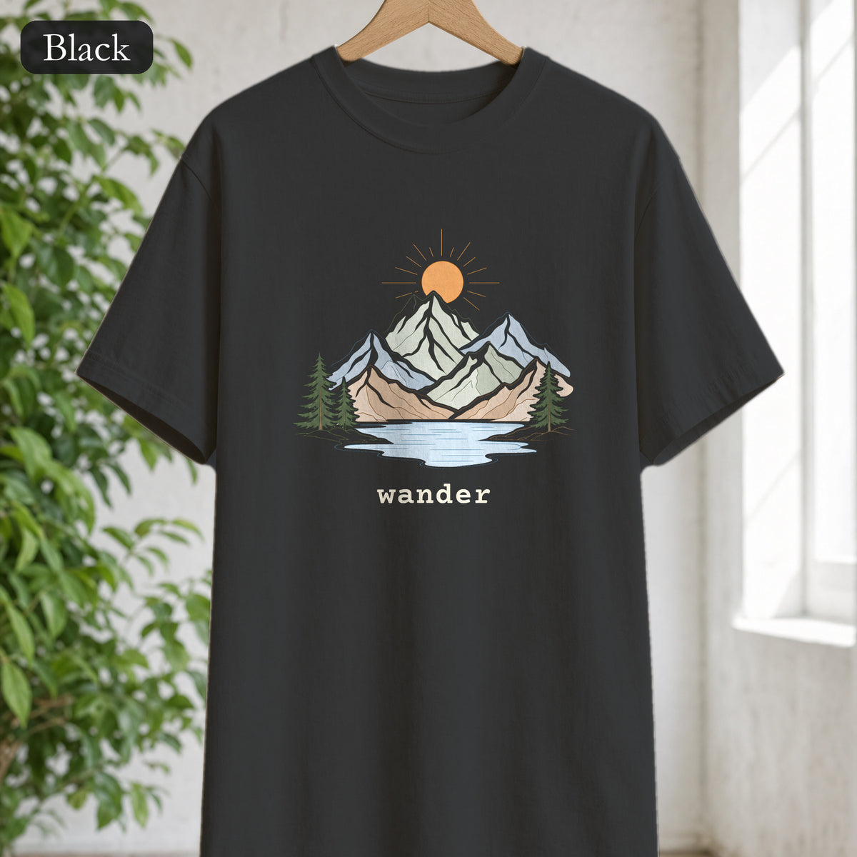 Minimalist Mountain Shirt, Wander Line Art Tee, Nature Hiking Adventure Gift, Modern Outdoor Sweatshirt