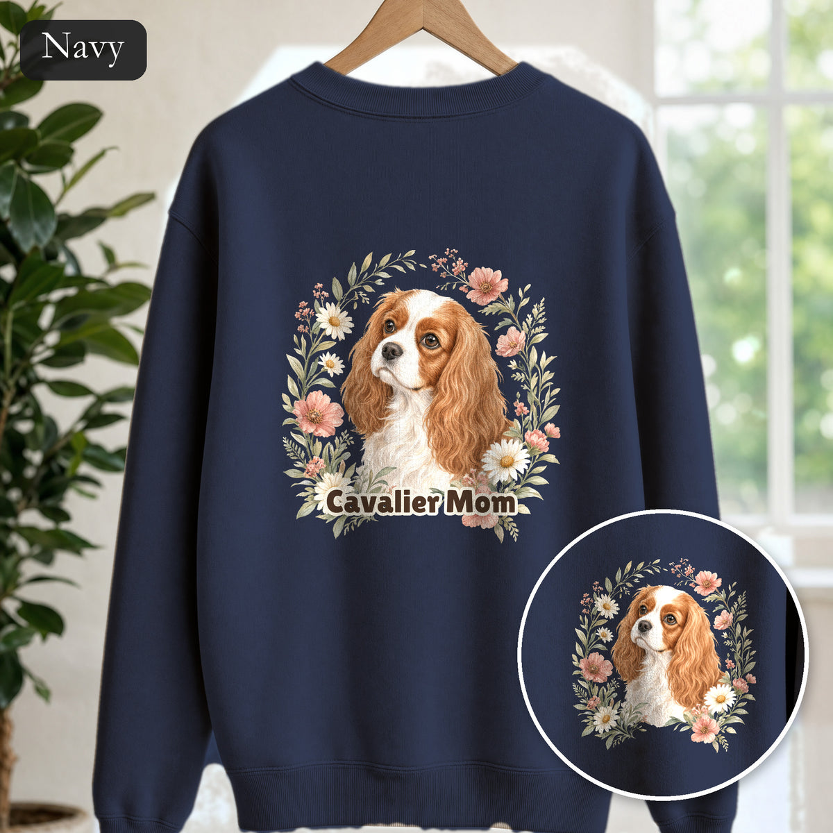 Cavalier Mom Shirt, Cavalier King Charles Spaniel Tee, Dog Mom Gift, Wildflower Dog Lover Sweatshirt