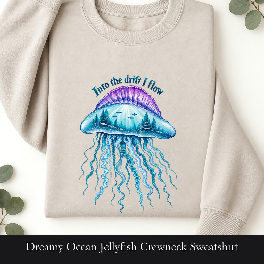 Dreamy Ocean Jellyfish Crewneck Sweatshirt | Ocean Glow Illustration