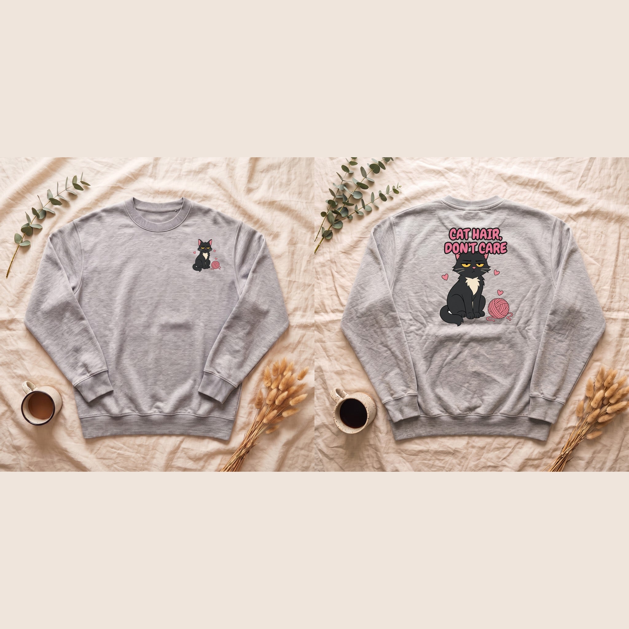 Cat Hair Don't Care Shirt, Funny Cat Mom Tee, Cat Lover Gift, Cat Owner Sweatshirt