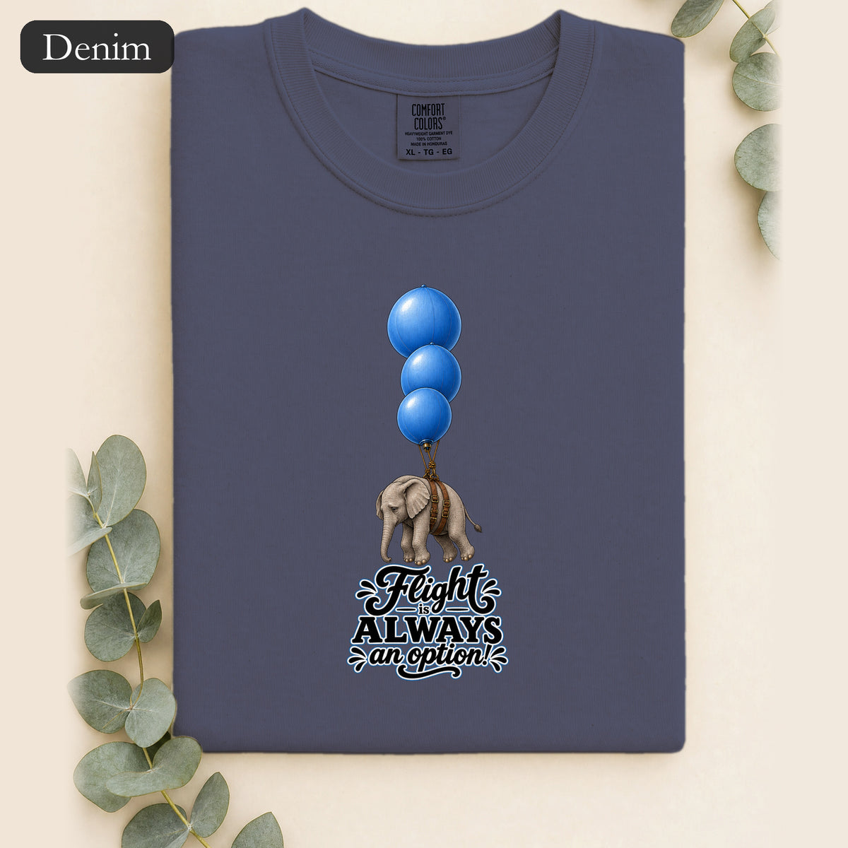 Blue Balloons Elephant illustration Shirt | Flight Always inspired quote