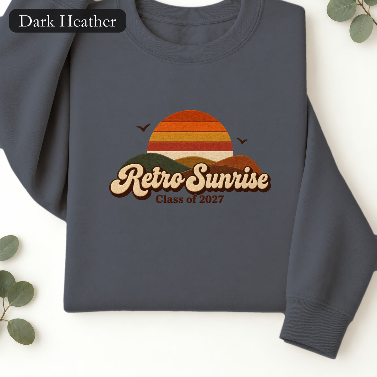 Retro Sunrise Sweatshirt | Faux Embroidery