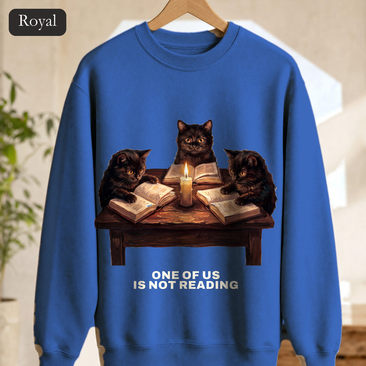 Book Club Cats Sweatshirt, One Of Us Is Not Reading Crewneck, Funny Book Club Group Sweatshirt, Reader Cat Lover Gift