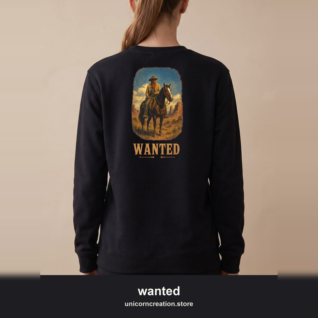 Wanted Cowboy Sweatshirt, Vintage Western Wanted Poster Crewneck, Desert Outlaw Sweatshirt, Sheriff Star Cowboy Gift