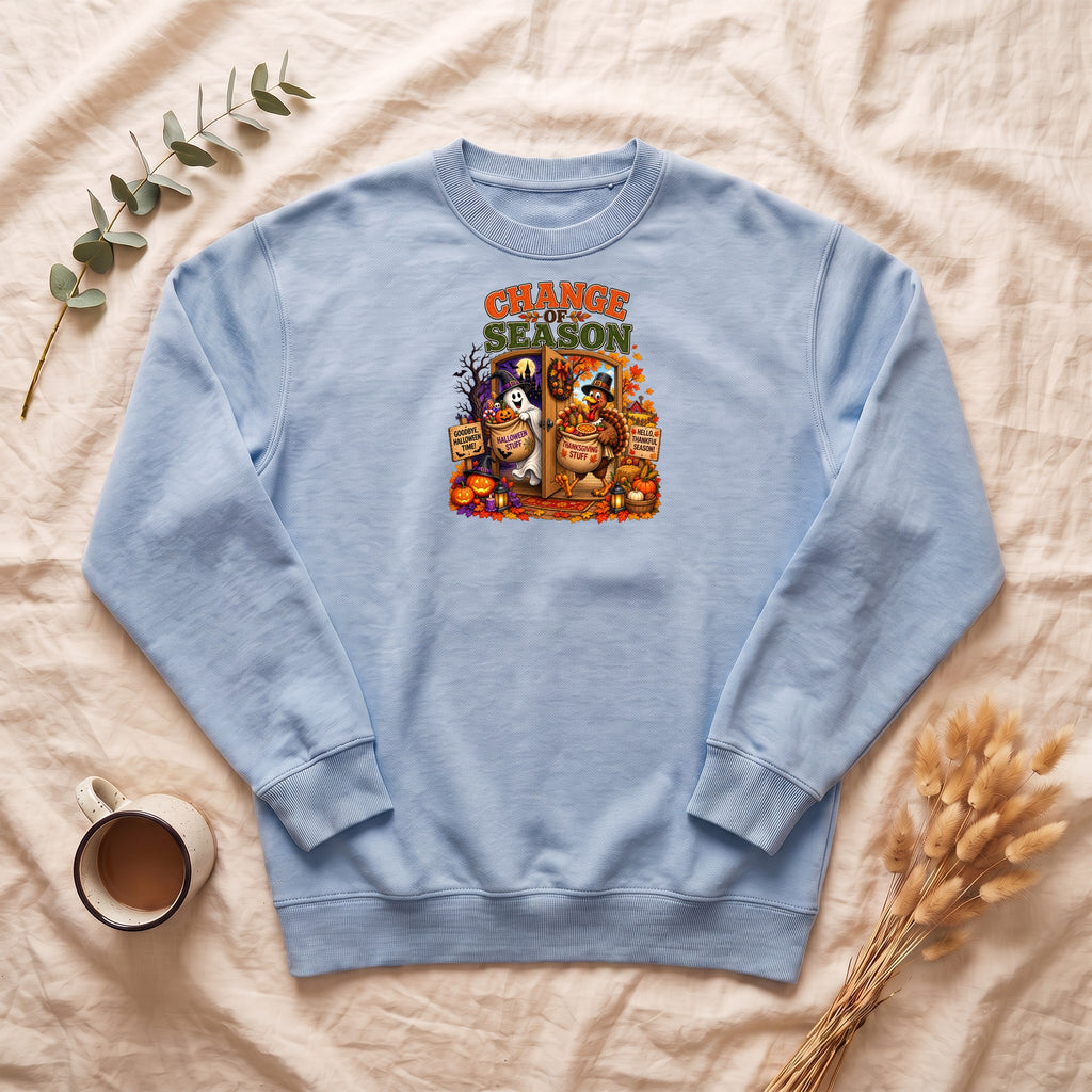 Change Season crewneck sweatshirt | Halloween autumn pumpkins spooky tombstones