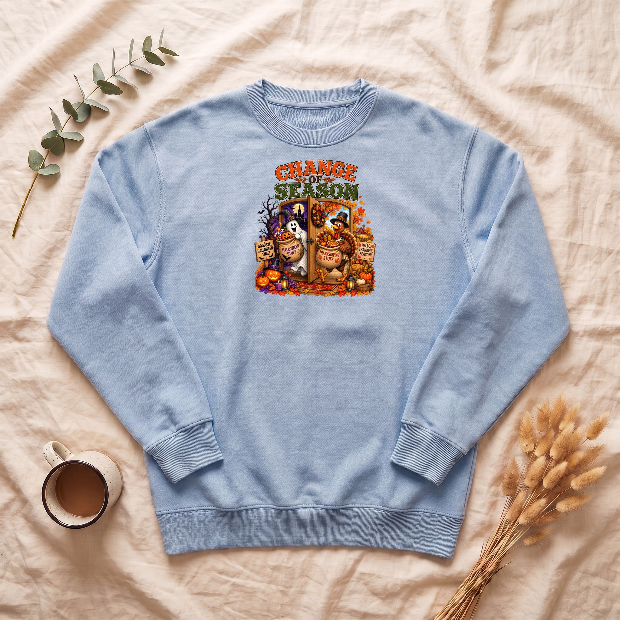 Change Season crewneck sweatshirt | Halloween autumn pumpkins spooky tombstones