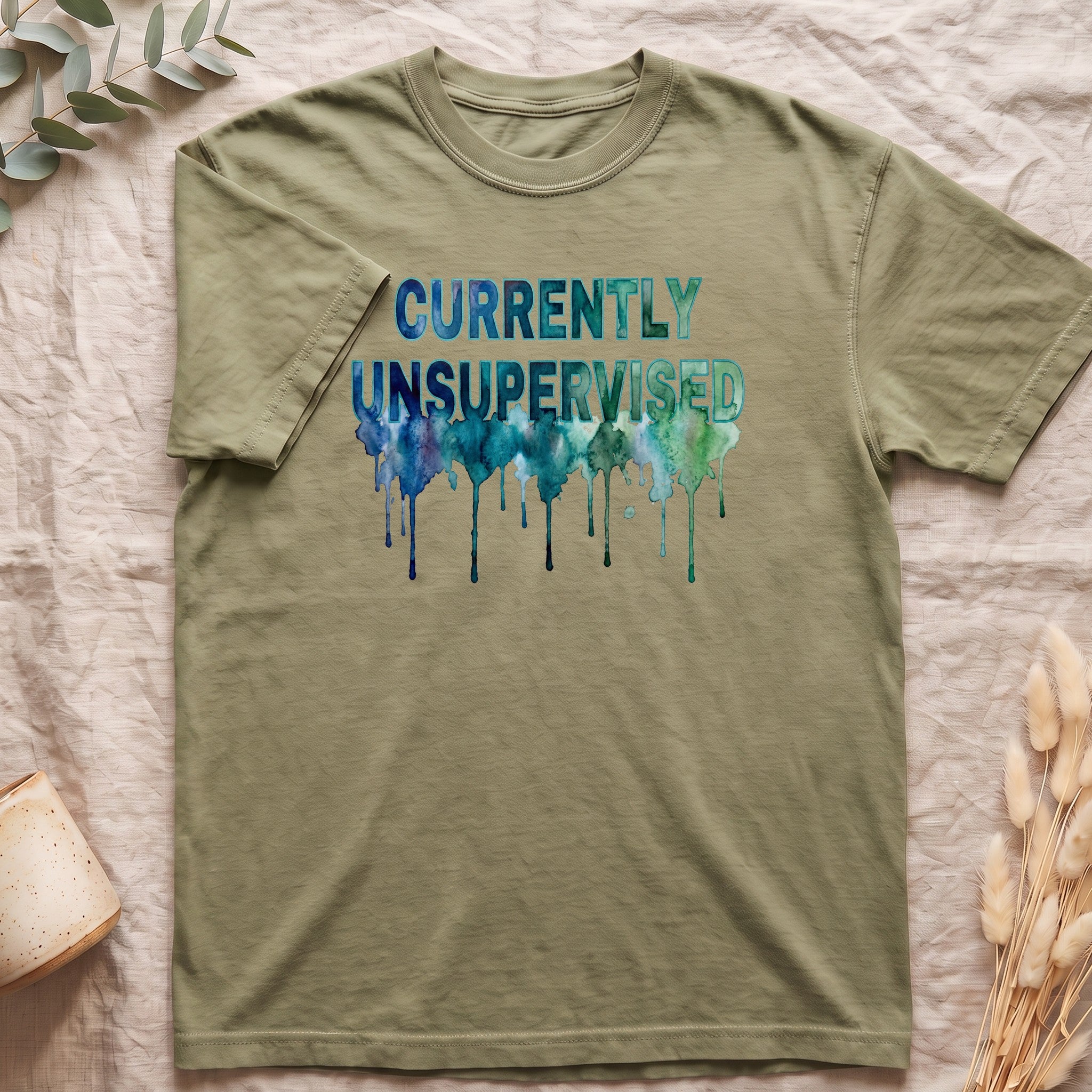 Currently Unsupervised Shirt, Funny Watercolor Sarcastic Tee, Chaotic Adult Humor Tee, Gift for a Troublemaker Friend