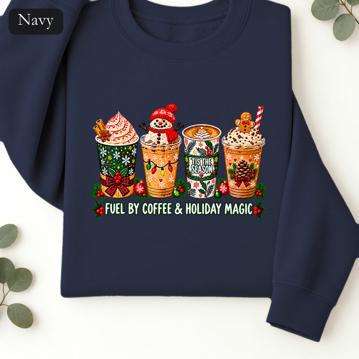 Cozy Holiday Coffee Cocoa Graphic Crewneck Sweatshirt | Winter Drink Design