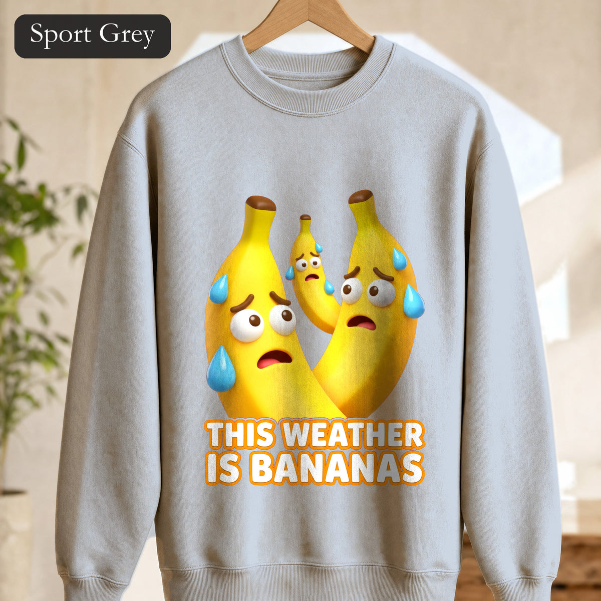 This Weather Is Bananas Sweatshirt, Funny Sweating Banana Crewneck, Summer Heat Humor Gift, Hot Weather Pun Sweatshirt
