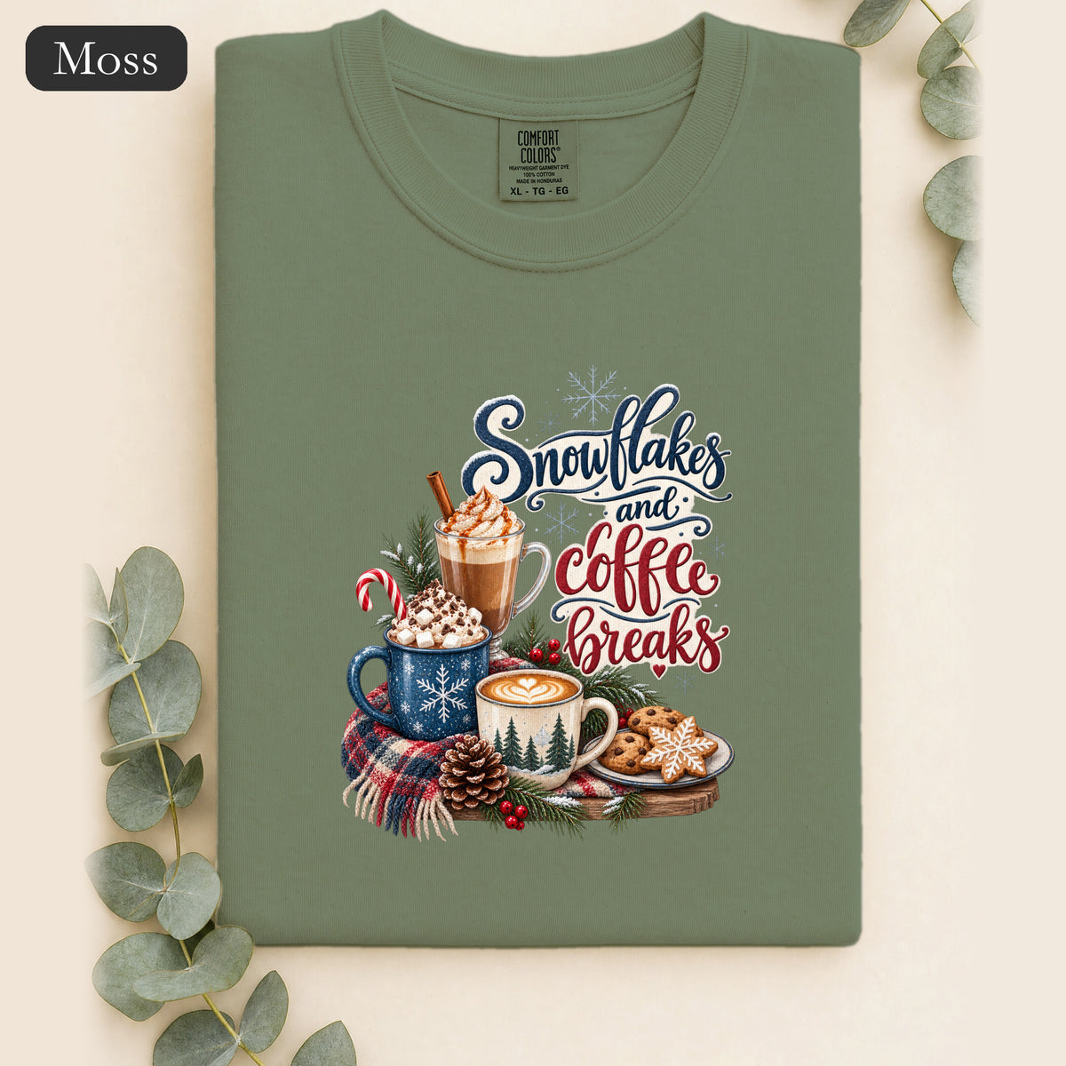 Snowflakes and Coffee Break Shirt | Winter Hot Cocoa Mug Design