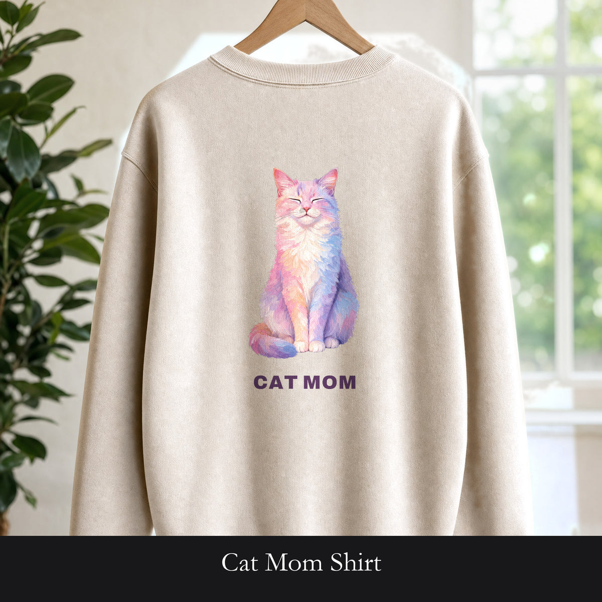 Cat Mom Shirt, Pastel Painterly Cat Tee, Cute Cat Lover Gift, Cat Owner Sweatshirt for Her