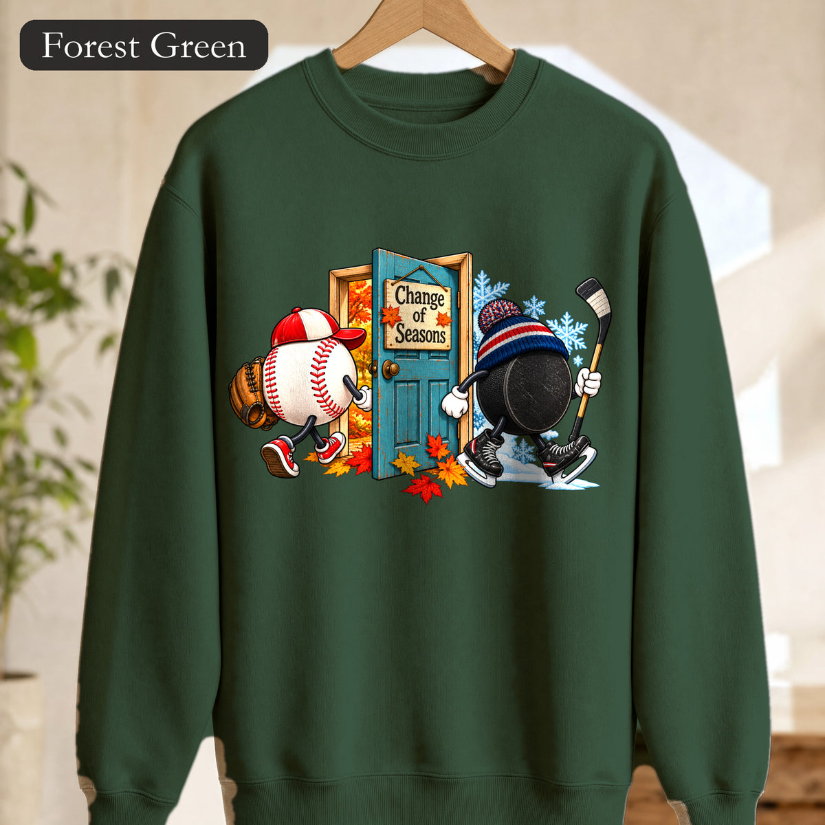Baseball and Hockey 'Change of Seasons' Sweatshirt | Sports Autumn Winter Design