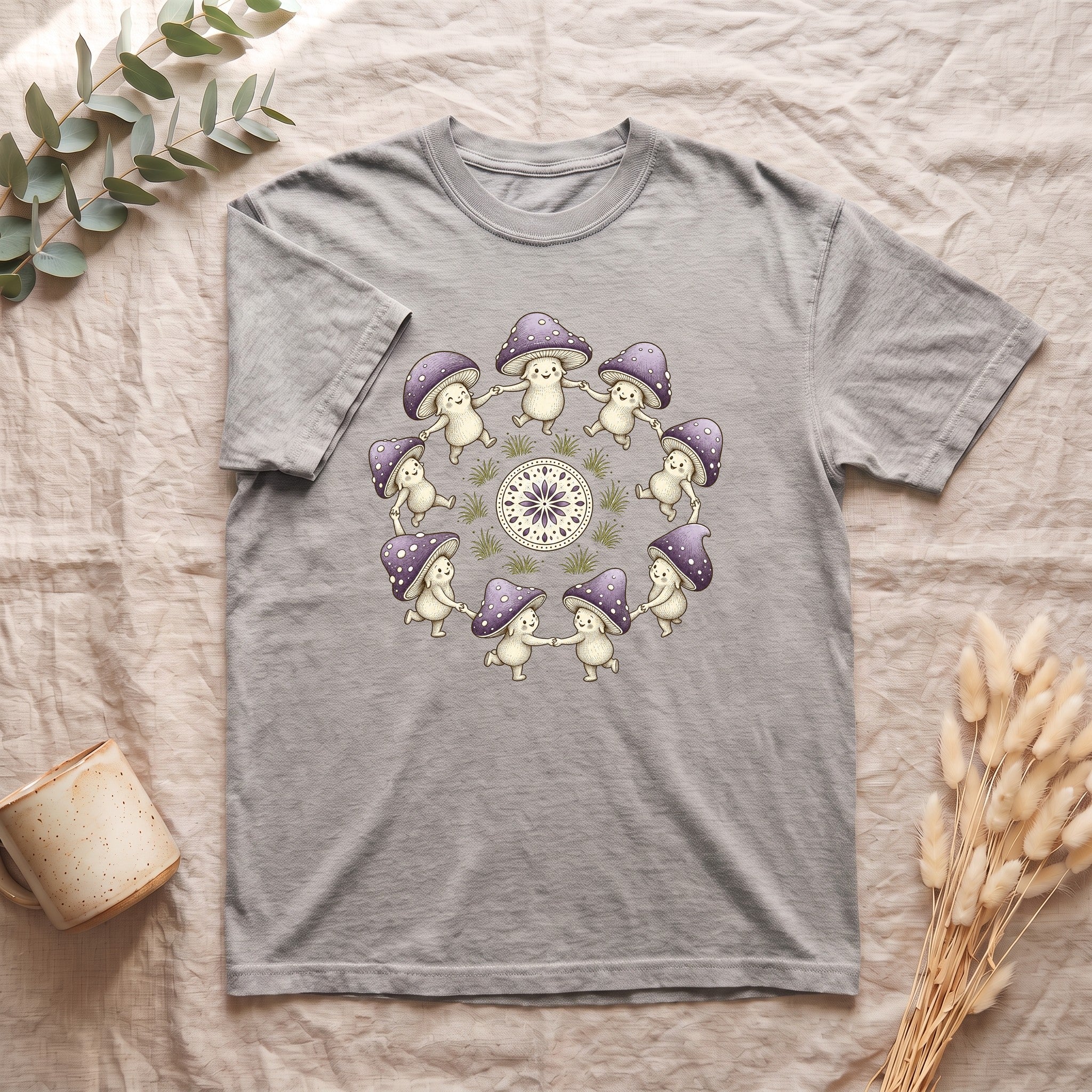 Cottagecore Mushroom Shirt, Lavender Fairy Ring Tee, Goblincore Nature Gift, Whimsical Mushroom Sweatshirt