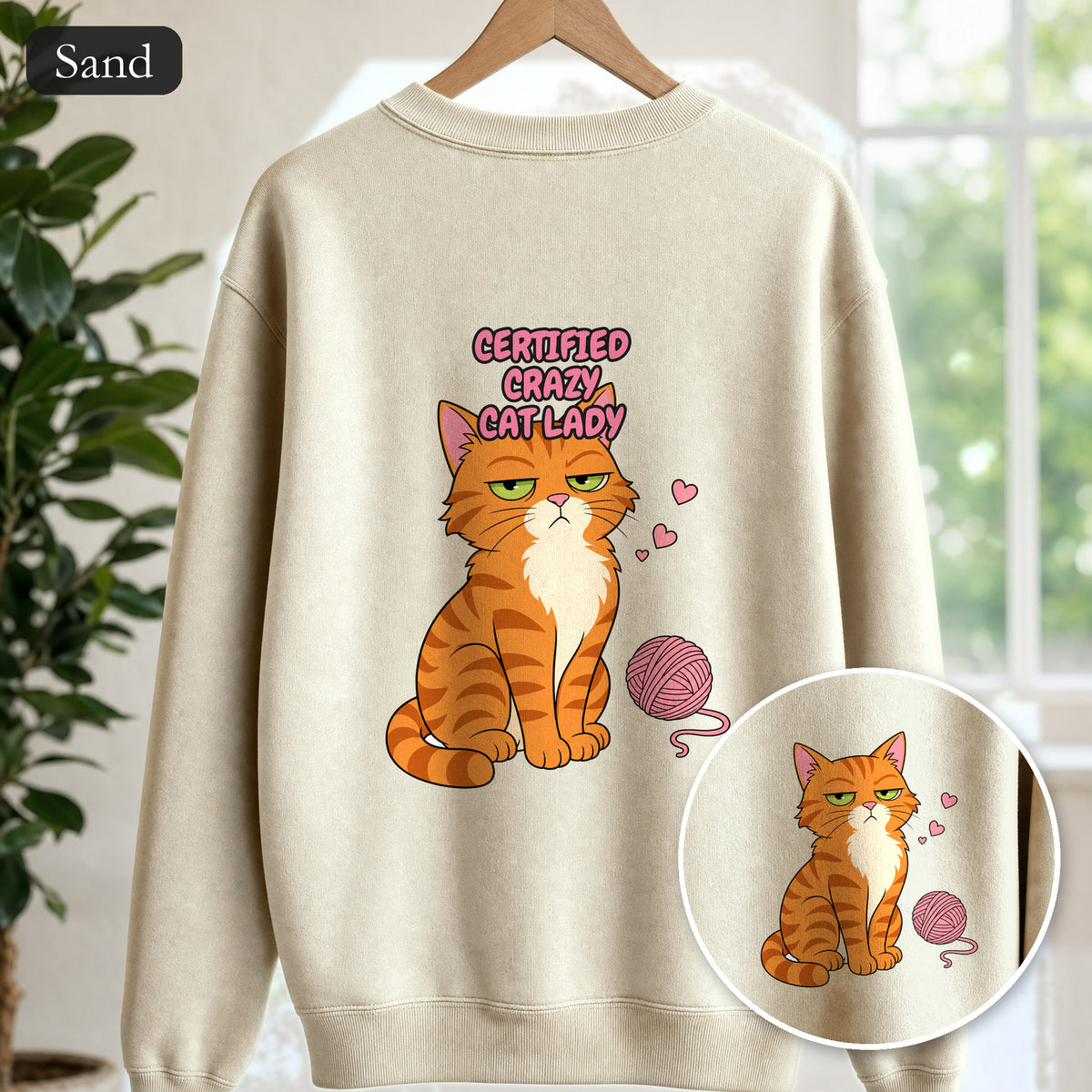 Certified Crazy Cat Lady Shirt, Orange Cat Mom Tee, Ginger Cat Lover Gift, Funny Cat Owner Sweatshirt