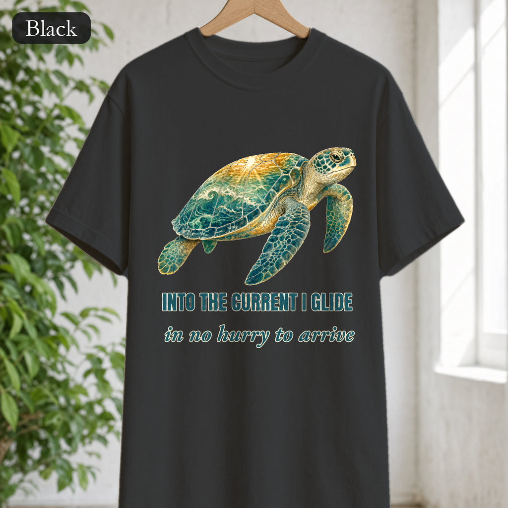 Into the Current I Glide Shirt, Sea Turtle Double Exposure Tee, Ocean Lover Marine Life Gift, Beach Nautical Sweatshirt