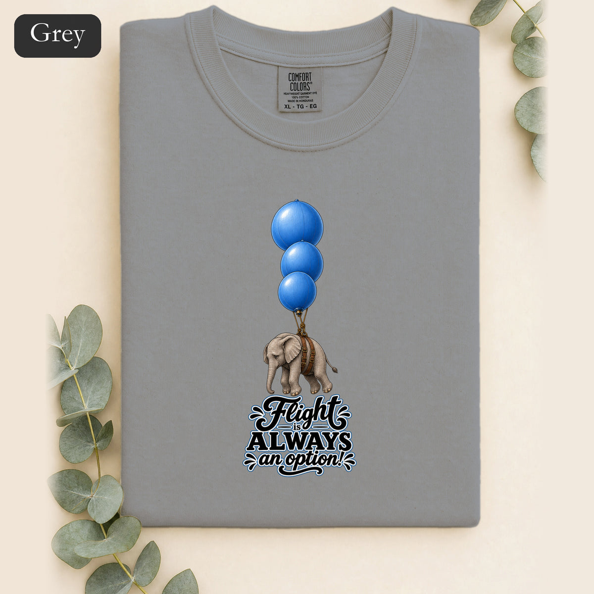 Blue Balloons Elephant illustration Shirt | Flight Always inspired quote