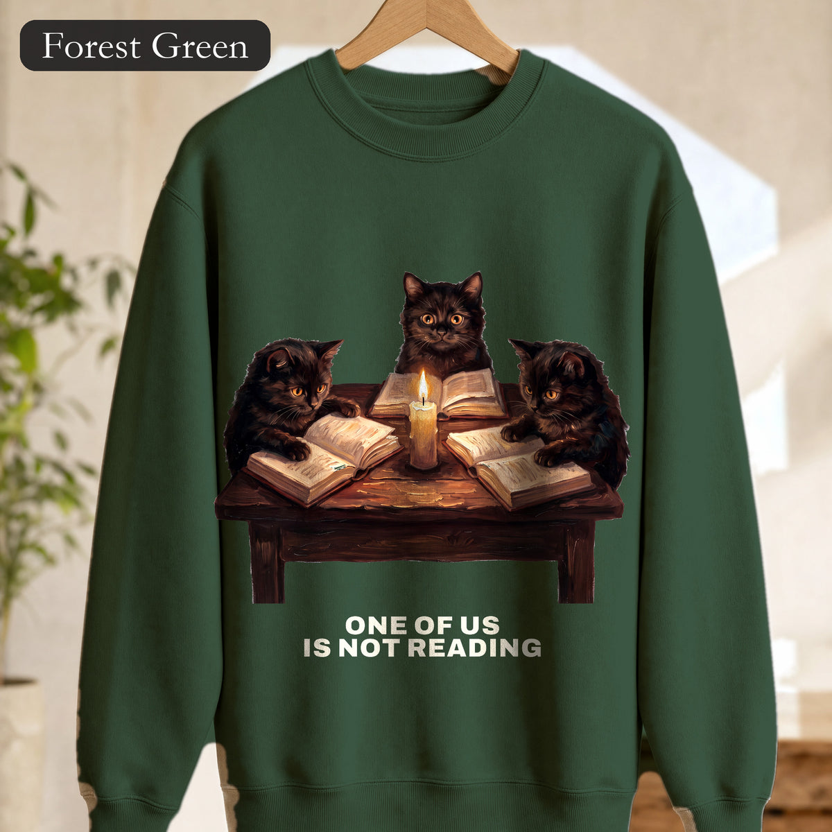Book Club Cats Sweatshirt, One Of Us Is Not Reading Crewneck, Funny Book Club Group Sweatshirt, Reader Cat Lover Gift