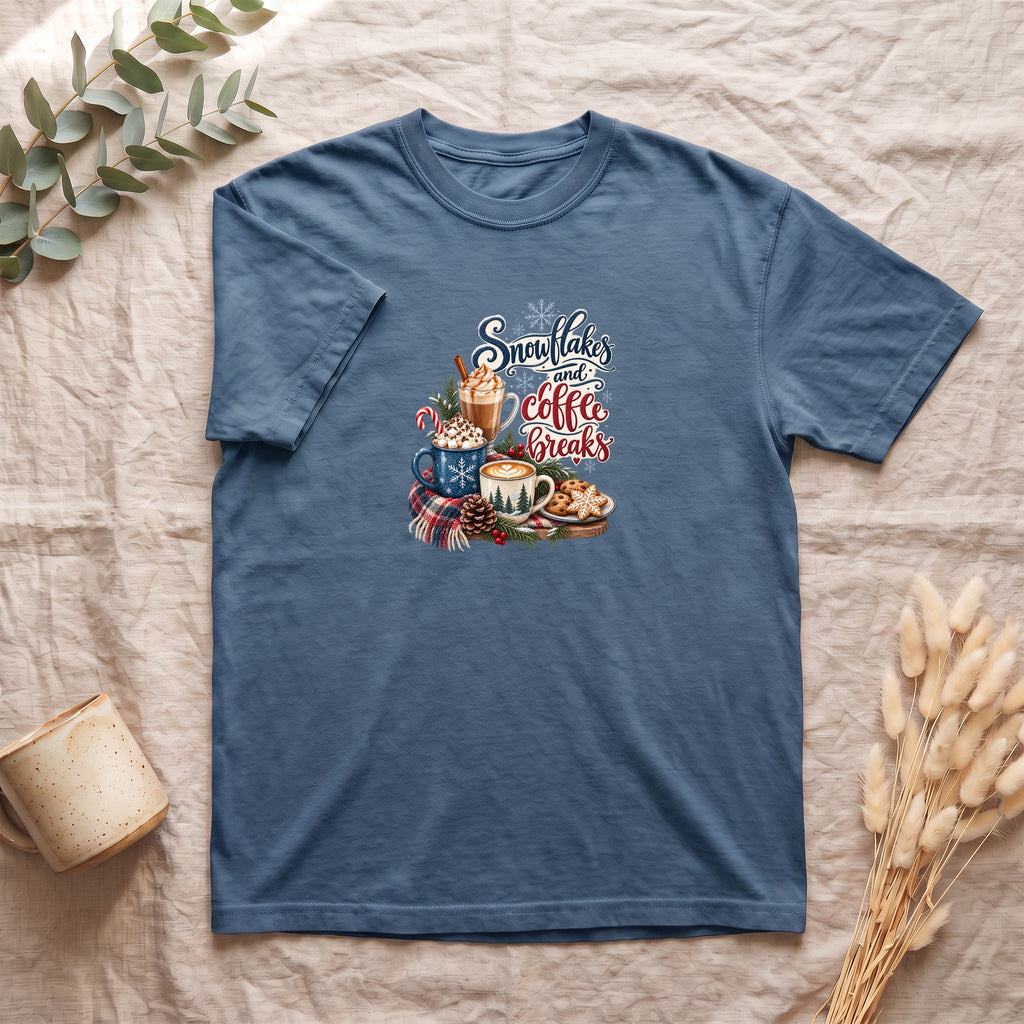 Snowflakes and Coffee Break Shirt | Winter Hot Cocoa Mug Design