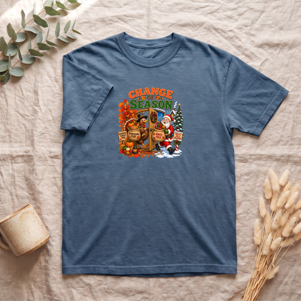 Change of Season Shirt | Fall to Winter Holiday Pumpkin Santa Design