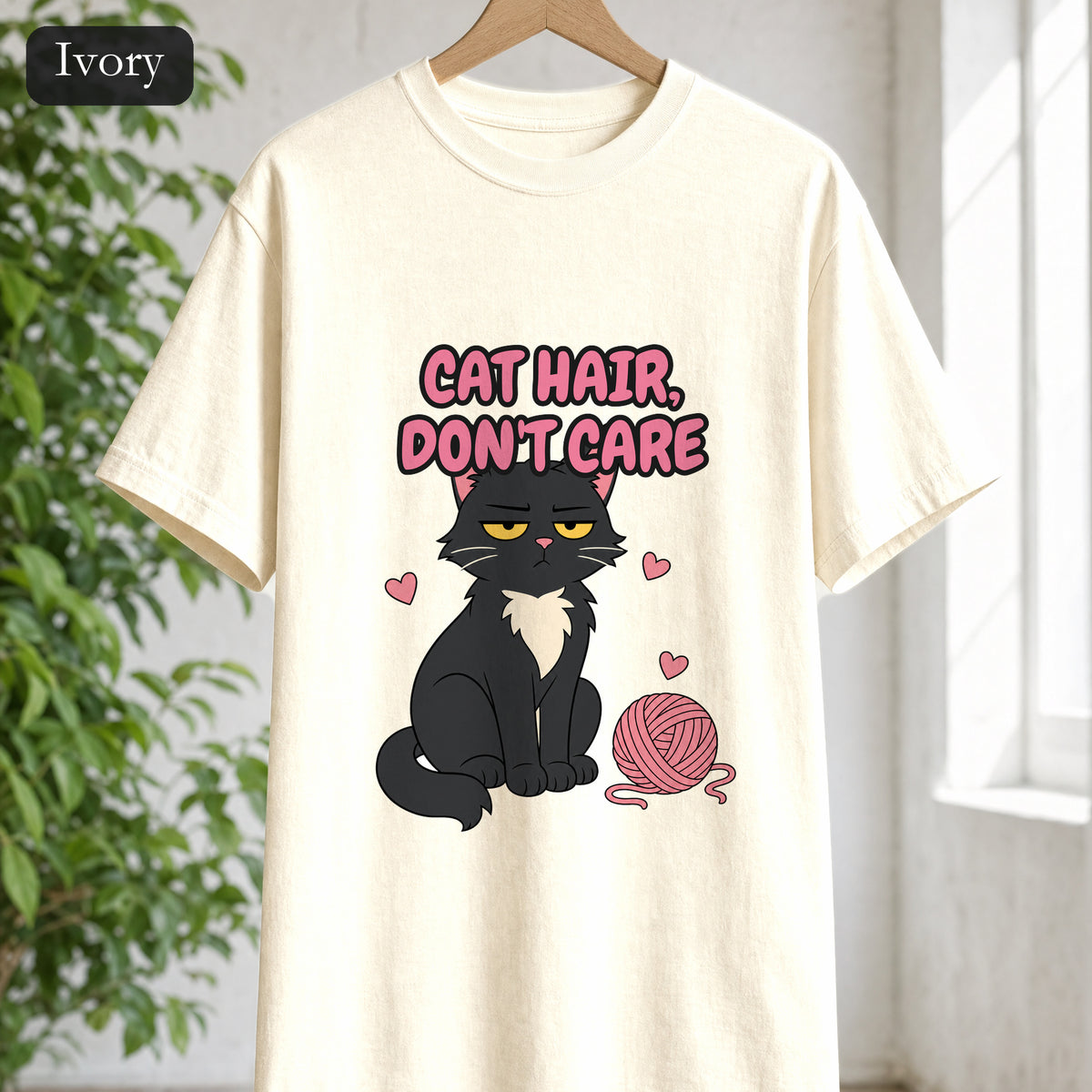 Cat Hair Don't Care Shirt, Funny Cat Mom Tee, Cat Lover Gift, Cat Owner Sweatshirt