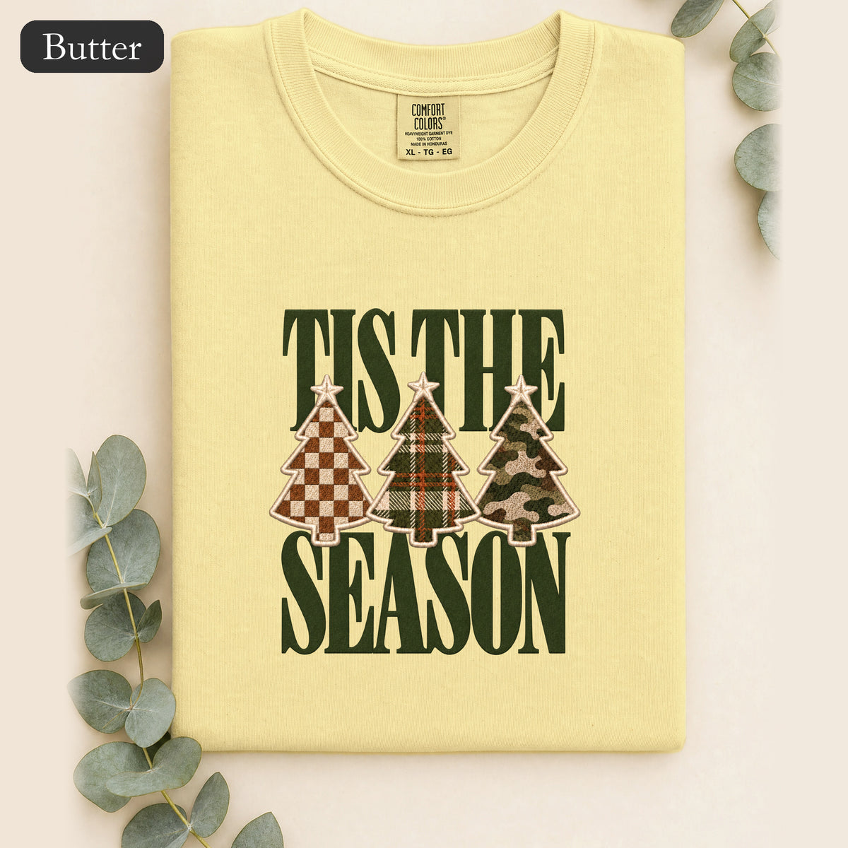 Plaid Woodland Christmas Trees Shirt | Holiday Tree Trio Tee