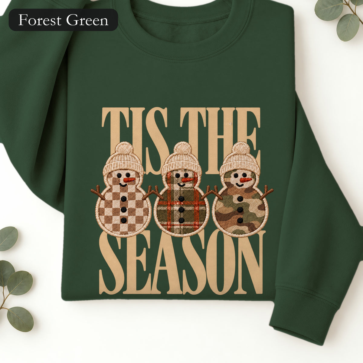 Plaid Snowmen Trio Crewneck Sweatshirt | Cozy Winter Snowman Design