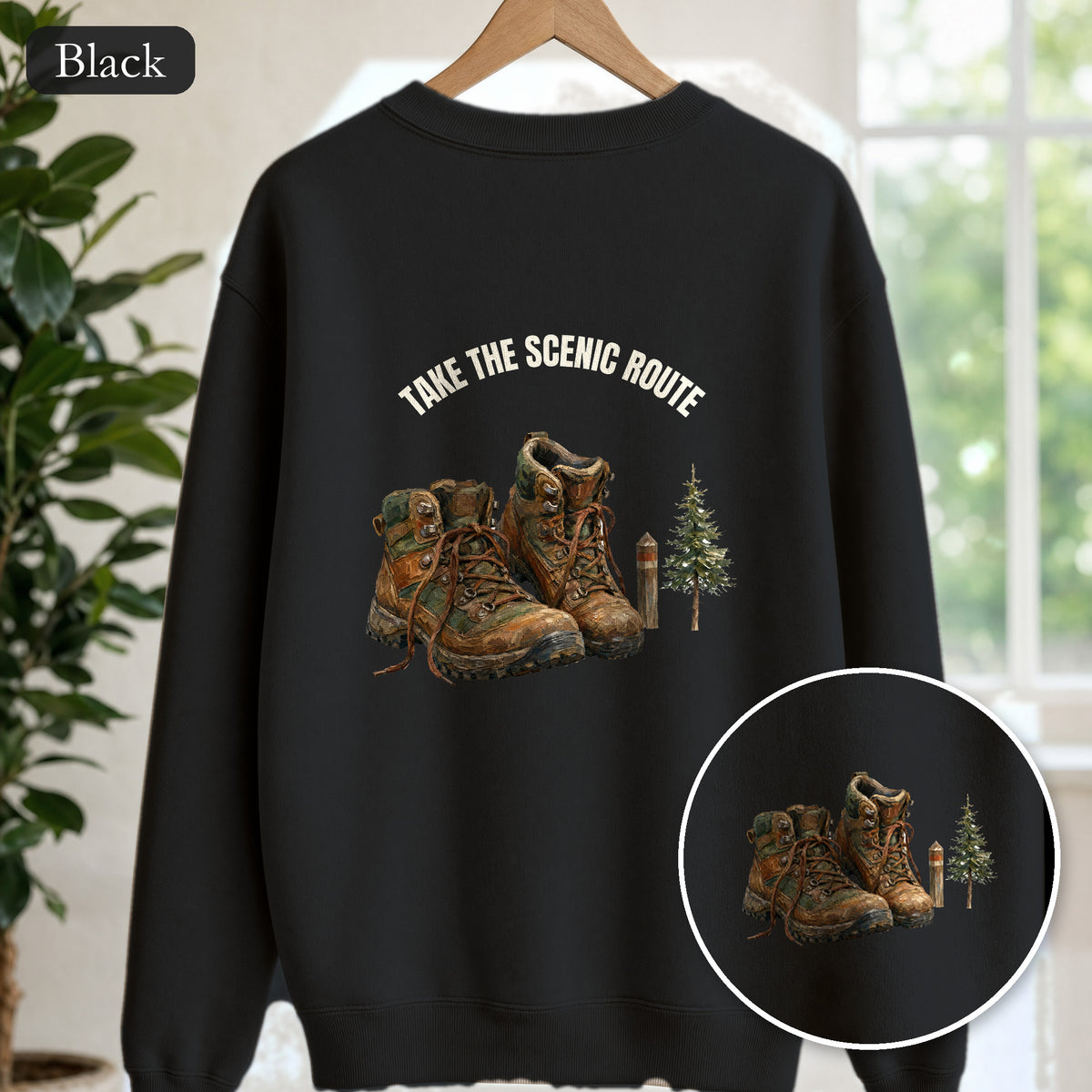 Take the Scenic Route Shirt, Hiking Trail Tee, Outdoor Adventure Nature Gift, Painterly Mountain Sweatshirt