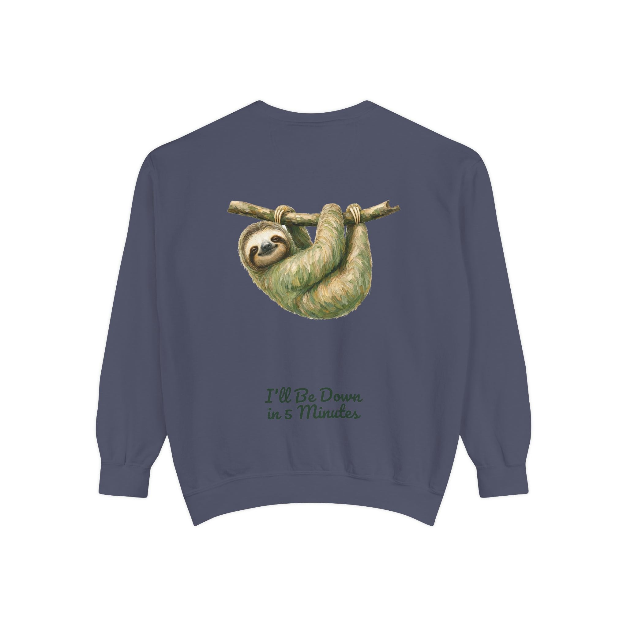 Sloth Shirt, I'll Be Down in 5 Minutes Tee, Funny Lazy Sloth Gift, Painterly Introvert Sweatshirt