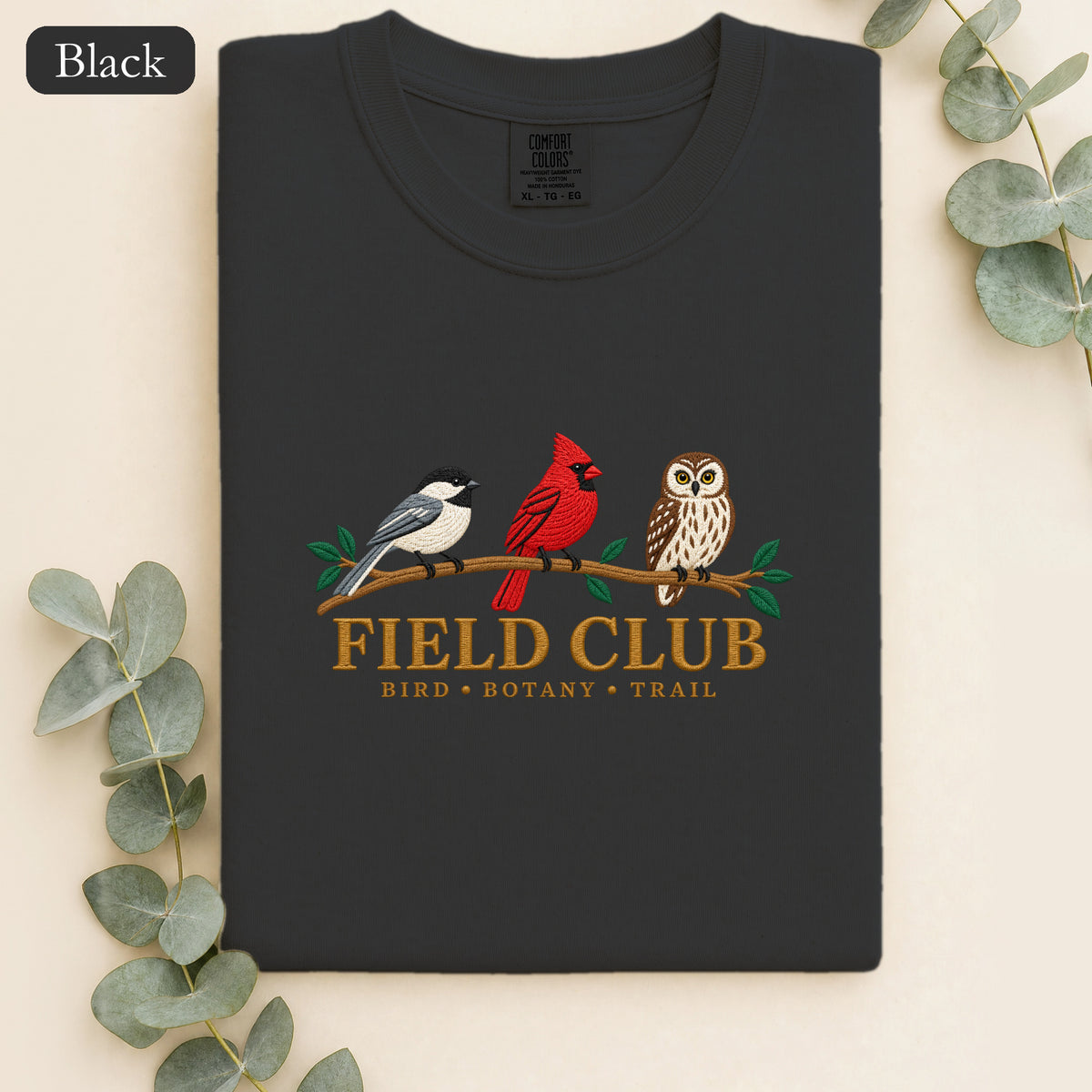 Embroidered Field Club Cardinal Owl Graphic Shirt